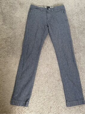 J Crew Stretch 484 Slim Blue Chambray Chino Pants Size W28 L 32